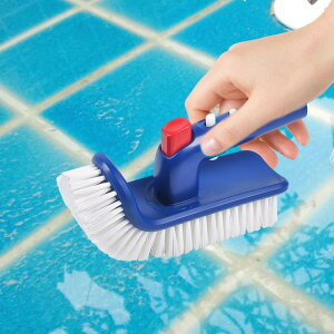 プールブラシ ハンドスクラブブラシ 湾曲した先端の毛 軽量 回転式ヘッド プールクリーニングブラシ 浴室 浴槽 壁 タイル用