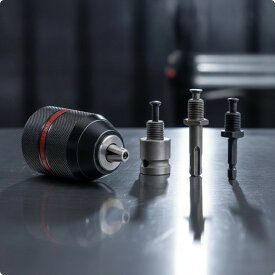 電動レンチアダプター 自己ロックチャック 工業用チャック 金属ボディ ねじ付きヘッド テーパーノーズ ナールシリンダー テクスチャーグリップ S2合金工具鋼 ワークショップ作業に適用