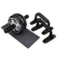 CATOOM 腹筋ローラー マット付き + 腕立て、 アブホイール、 エクササイズウィル 耐荷重220KG 筋トレグッズ