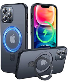 【利便性・スタンド・Magsafe】CASEKOO iPhone12 / 12Pro 用 ケース 隠し収納式 米軍MIL規格 耐衝撃 スマホケース 薄形半透明 マット仕上げ 指紋防止 ストラップホール付き ワイヤレス充電対応 2023年新型 アイフォン 12/12pro 用 ケース 6.1インチ カバー（ブラック）