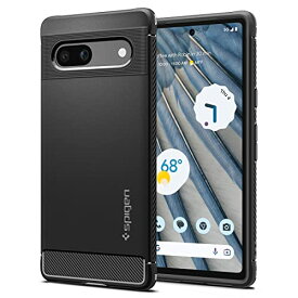 Spigen Pixel 7a ケース TPU [ストラップ穴付き] ソフトケース 米軍MIL規格取得 耐衝撃 衝撃吸収 傷防止 カメラ保護 ラギッド・アーマーACS05816 (マット・ブラック)