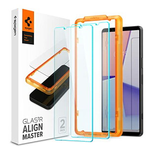 Spigen AlignMaster �K���X�t�B���� Xperia 1 V �p �K�C�h�g�t�� Xperia 1 V �Ή� �ی� �t�B���� 2����