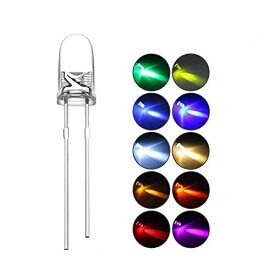 DiCUNO 発光ダイオード 3mm 10色 透明LEDセット 赤/青/白/橙/黄/緑/ピンク/紫/電球色/鶸色 各20個 透明 200個入