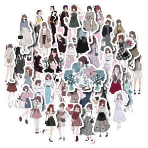 シール ステッカー 素材紙 コラージュ素材 大容量 フレークシール かわいい おしゃれ 女の子 女子 少女 ガール 人物 手帳デコ 日記シール カレンダー (シーズン3(100枚))