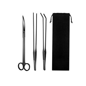 YFFSFDC 水草トリミング 水槽 掃除 ピンセット & ハサミ 3点セット ステンレススチール製 実用 便利 多機能 水槽管理 水族館用 収納バッグ付き