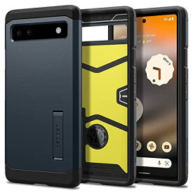 Spigen Pixel6a ケース 耐衝撃 スタンド付き 米軍MIL規格取得 三層構造 スマホスタンド カメラ保護 傷防止 衝撃 吸収 タフ・アーマー ACS04480 (メタル・スレート)