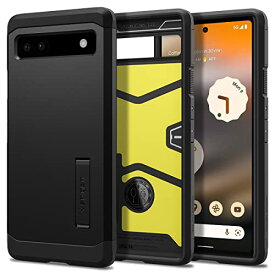 Spigen Pixel6a ケース 耐衝撃 スタンド付き 米軍MIL規格取得 三層構造 スマホスタンド カメラ保護 傷防止 衝撃 吸収 タフ・アーマー ACS04479 (ブラック)