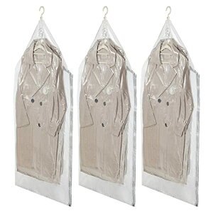 圧縮袋 吊るせる衣類圧縮袋 135*70cm 3枚入 ポンプ不要 カビ ダニ対策 防塵 防湿 コート洋服収納袋 大容量 360度回転 掃除機対応 省スペース 収納/引越し/衣替え/旅行用