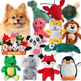 LEGEND SANDY きしみやすい犬のおもちゃ 子犬/小型/中型犬用 ぬいぐるみ サム 12個のぬいぐるみ付きおもちゃセット かわいい安全な犬の噛むおもちゃパック 子犬 歯固め… (12p)