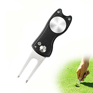 YFFSFDC ゴルフフォーク 折りたたみ式 ゴルフ フォーク 修理 フォーク 持ち運び便利 亜鉛合金 ゴルフ 用品 アクセサリー 贈り物 1個入り (ブラック)