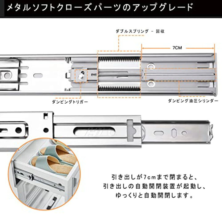 楽天市場】HLC 【12本入/6セット】 14 inch 引き出しスライド 
