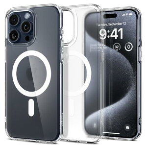 Spigen iPhone 15 Pro �P�[�X MagSafe �N���A �ϏՌ� �ČRMIL�K�i�擾 �X�g���b�v�z�[�� ���ϗ}�� ���� �X�g���b�v�z�[�� 2�d�\�� �����Y�ی� �C�菝�h�~ MagSafe ���C�����X�[�d�Ή� �E���g���E�n�C�u