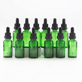 Yizhao遮光瓶スポイト30ml緑、アロマオイル保存容器 精油瓶 ガラススポイトボトル, 為に エッセンシャルオイル、精油小分け、マッサージ、フレグランス、アロマテラピー、実験室用-12本