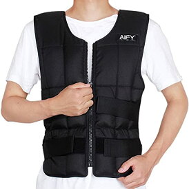 AIFY ウエイトベスト ウエイトジャケット 重量調節可 加重ベスト パワージャケット 重り 食い込み防止の肩パッド付き 筋トレ トレーニング 負荷運動 ウォーキング ランニング(10kg) ブラック