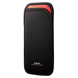エレコム スマホポーチ 1台収納 Lサイズ スリップインタイプ 背面ポケット付 iPhone、AQUOS、Galaxy、Xperia ブラック P-05SNCBK