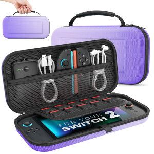 MoKo Switch 2 ケース スイッチ2 ケース キャリングケース 第2世代保護バッグ 衝撃吸収 ストレージカバー オックスフォード生地 EVA中身内蔵 ソフトカード10枚収納可 ACアダプター/ケーブル/イヤ