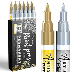 Gold & Silver Paint Pens S[h&Vo[ yCgy bNyCeBO   Z~bN   KX  z n LoX  12{Zbg yCg}[J[ ɍ 0.7mm