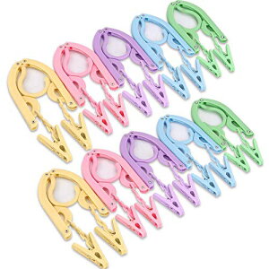 YOUOWO 折り畳みハンガー 旅行用ハンガーセット 折りたたみ式 旅行 出張など 洗濯 物干し 便利 軽量 6色 12個入りハンガー ピンチ24個付き