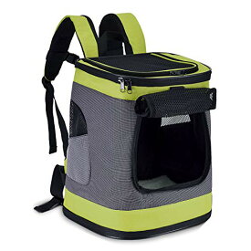 Pettom 猫 きゃりーバッグ リュック 犬 ペットキャリーリュック 猫リュック 可愛い 通気 ペットリュック 崩れないタイプ (グリーン)