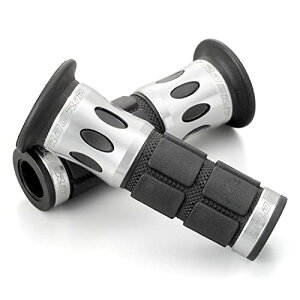 デイトナ(Daytona) PROGRIP(プログリップ) バイク用 グリップ ハンドル径φ22.2(原付)用 115mm スタンダードラバー エンド貫通 744タイプ アルミリング シルバー 98103