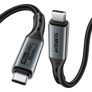 SUNGUY USB-C&USB-C 240W USB4 P[u 1M 40Gbpsf[^] PD}[d 8K@60Hzfo Gen3 type c to type c P[u Thunderbolt4/3Ή iPhone16/15V[Y, MacBook Pro, iPad Pro, Galaxy, Xperia^CvC@Ή - 1m