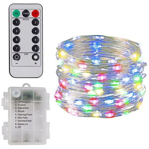 LEDイルミネーションライト USB式 ストリングライト 銅線 ワイヤーライト 10M 100球 室内 屋外 ハロウィン クリスマス 誕生日 ガーデンライト (電池式リモコン付, レインボー4色)