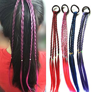 YFFSFDC ヘアエクステ 三つ編み 編み込み ハロウィン コスチューム キッズ ダンス イベント グラデーションカラーエクステ キッ エクステンション ヘアエクステ 髪の毛 付け髪 ワンタッチ キ