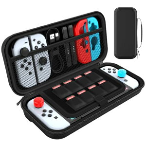 HEYSTOP 2023【Switch ケース/Switch 有機elモデル対応】Switch 有機el ケース 保護ケース 8枚ゲームカード収納 EVA素材 防塵 防汚 防水 耐衝撃 全面保護型 持ち運び便利 大容量 収納バッグ ブラック バ
