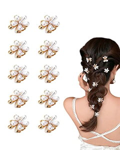 YFFSFDC 前髪クリップ 真珠のヘアクリップ ミニ ヘアクリップ バンスクリップ 可愛い 髪飾り ヘアアクセサリー 髪留め レディース 結婚式 パーティー 誕生日 10個セット