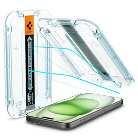 Spigen EZ Fit ガラスフィルム iPhone 15 Plus 用 貼り付けキット付き iPhone15Plus 対応 保護 フィルム 2枚入