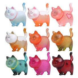 【AAGWW】かわいい猫 飾り 磁気冷蔵庫貼り 冷蔵庫マグネット 猫9匹セット 3D立体 ヘッドが回転可能 冷蔵庫/地図/ホワイトボード/オフィス向け（カラー：モデル3、9個セット）
