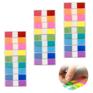 付箋 フィルム【10色各20枚 200枚×3冊 600枚入り】インデックス 付箋 見出しシール ふせん リングノートに取付可能 強粘着 半透明 書ける 細い 混色