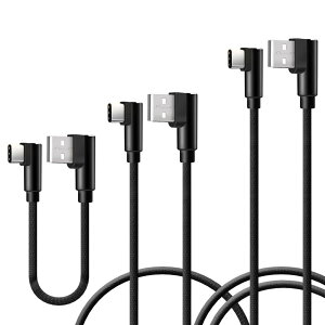 aceyoon USB Type C �P�[�u�� L���^ ���[ 2m + 1m + 0.3m �u3�{�Z�b�g�v 56K���W�X�^���� �}���[�d �ő�2A USB2.0 �ő�480Mbps �����f�[�^�]�� �^�C�vC �P�[�u�� ���p ���ϋv �i�C�����҂� Type-C Cable 90�x