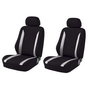 ボンフォーム(BONFORM) シートカバー ニット&メッシュ 軽/普通車 前席2枚セット 背面フルカバーグレー&ブラック 4336-71GR