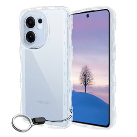 OPPO Reno13 A ケース クリア ウェーブ TPU波状のバンパー 透明 スマホケース かわいい うねうね オッポ Reno13 A ウェーブ デザイン 可愛い 韓国 女性用 薄型 人気 おしゃれ 耐衝撃 ストラップホール付き(クリア)