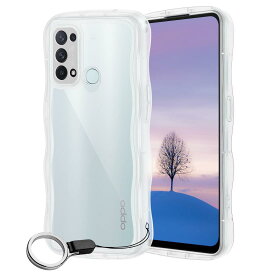 OPPO Reno5 A ケース クリア ウェーブ TPU波状のバンパー 透明 スマホケース かわいい うねうね オッポ Reno5 A ウェーブ デザイン 可愛い 韓国 女性用 薄型 人気 おしゃれ 耐衝撃 ストラップホール付き(クリア)