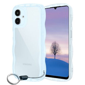 Galaxy A25 5G ケース クリア ウェーブ SC-53F SCG33 TPU波状のバンパー 透明 スマホケース かわいい うねうね アクオス ギャラクシーa25 SC-53F SCG33 ウェーブ デザイン 可愛い 韓国 女性用 薄型 人気 おしゃれ 耐衝撃 ストラップホール付き(ブルー)
