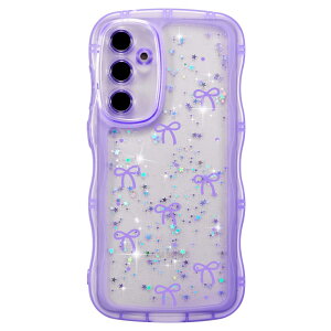 ZTOFERA Samsung Galaxy S24 FE�P�[�X�p�A�N���A�����������˂��˔g��t���[���f�U�C���A������ꃊ�{���L���L�����͗l�A�\�t�gTPU����~�ߏ��h�~�ϏՌ����̏������̎q�d�b�J�o�[Samsung S24 FE 5G�P