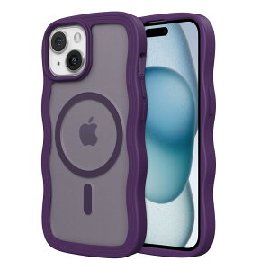 ZTOFERA iPhone 14 Plus/iPhone 15 Plus�P�[�X�p,�yMagSafe�Ή��z�L���[�g�ȃE�F�[�u�̔������}�b�g�X�}�z�P�[�X �����p ���̎q�p �j���p iPhone 14 Plus/iPhone 15 Plus�P�[�X,�_�[�N�E�p�[�v��