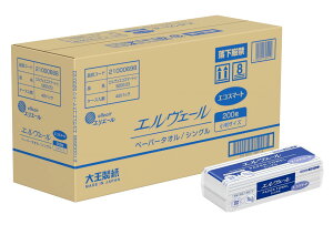 エリエール 【ケース販売】エルヴェール ペーパータオル エコスマート シングル 小判 200枚×42袋