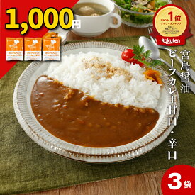 【1000円ポッキリ 送料無料】カレー レトルト 3袋 ビーフカレー 牛カレー ビーフカレーレトルト 宮島醤油 オリジナルブレンドカレー 1000円 グルメ 千円ポッキリ［TAKUMIの逸品］
