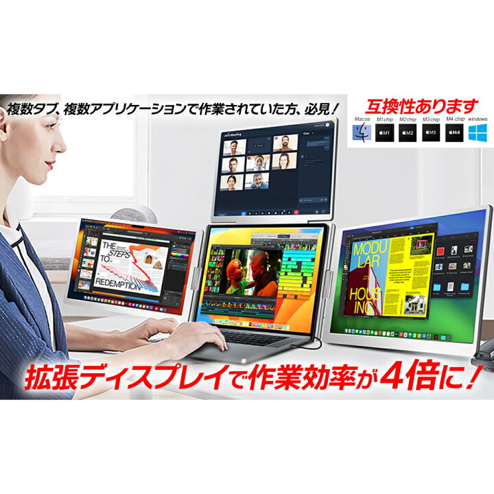 楽天市場】【3画面に拡張】トリプルモニター 3画面 モバイルモニター 