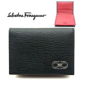 【新品】フェラガモ/Salvatore Ferragamo 　名刺入れ　カード入れ　カードケース　66A062 NERO ブラック×内側レッド【即発送可能】