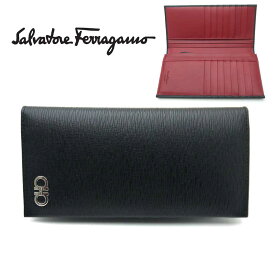 【新品】フェラガモ/Salvatore Ferragamo メンズファスナー付長財布　66-A069 NERO ブラック×内側レッド【即発送可能】