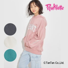 【スーパーSALE】【50％OFF】パーカー PINK-latte ピンクラテ フーディー 長袖 140 150 160 サテンアップリケ 長袖パーカー スウェット かわいい 子供服 女の子 キッズ ジュニア 6734205【G】【2304】【47】