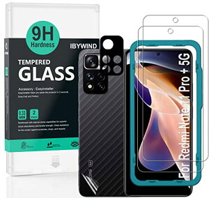 Ibywind Redmi Note 11 Pro+ 5G �K���X�t�B���� 2 ���ی�t�B���� �K�C�h�g�t�� �����Y�J�o�[�i1���j�w�ʃV�[�g�i1���j ���菝�h�~�ϏՌ��d�x 9H�����K���X�t�B�����y���炩�Ȏ�G��z�y�C�A�[���z