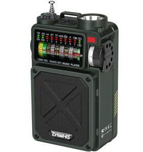 ZHIWHIS Bluetooth�X�s�[�J�[ �h�Ѓ��W�I FM/AM/�Z�g/���C�hFM �����d�� �\�[���[/���/USB-C�[�d�ySOS�A���[�g/USB�Đ��\/MicroSD�J�[�h/32���ԘA���Đ�/�^�C�}�[/�Z�K�擾�� �A�E�g�h�AZWS-702