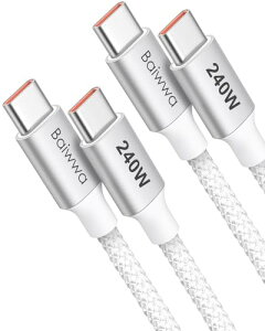 Baiwwa 240W USB C to USB C �P�[�u���y1m 2�{�Z�b�g�z���}���[�d �^�C�vC �P�[�u�� ���ϋv�i�C���� Galaxy S25 24 23 S22 Ultra�AMacBook Pro�AMatebook�AiPad Pro�AiPhone 16 15�APixel��Type-C�@��