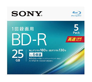 �y5��(�n�f�W��15����)�^��ԑg�ЂƂ܂��ۑ��z �\�j�[ / 5������ / �r�f�I�p�u���[���C�f�B�X�N / 1��^��p / BD-R / 1��������25GB(�n�f�W��3����) / 1-6�{�� / �f�B�X�N�p�P�[�X�t�� / 5BNR1VJPS6