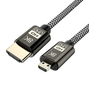 Cablecc Micro HDMI to HDMI 2.1 Ultra-HD UHD 8K 60hz 4K 120hz Cable 48Gbs HDMI Cord for Camera Tablet 1M